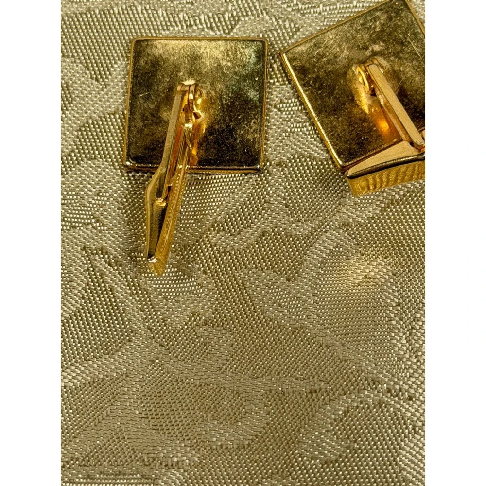 Vintage Damascene Bullfighter Cufflinks Gold Tone Matador Bull Square Spanish